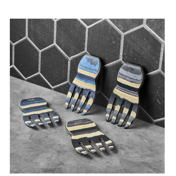 Thyme & Table Blue Wood Salad Hand Set - Picture 8 of 8